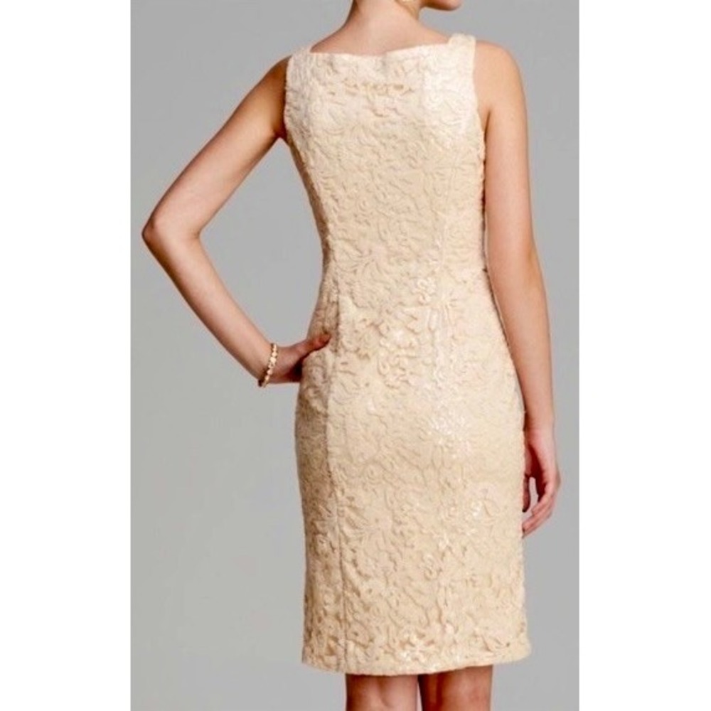 SUE WONG Nocturne Champagne Sequin Sleeveless Party Cocktail Sheath Dress Size 4 - Picture 9 of 15